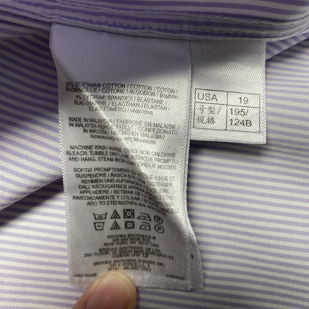 Brooks Brothers 1818 Madison Dress Shirt 19 36 Light Purple Fine Stripe - Picture 8 of 11